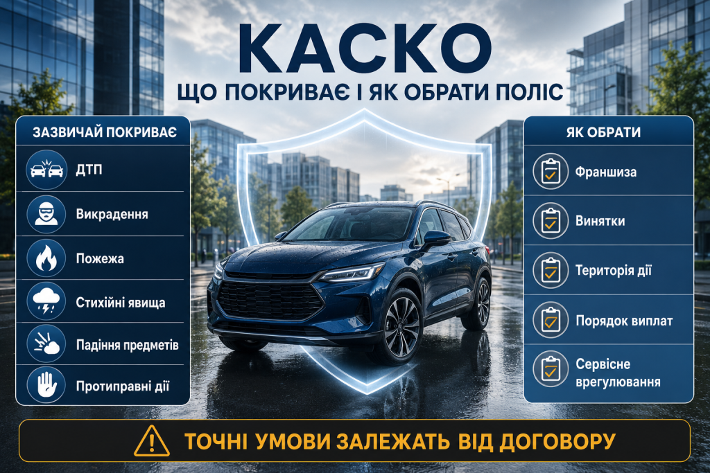 Інфографіка про страхування КАСКО, основні страхові ризики та критерії вибору автомобільного поліса